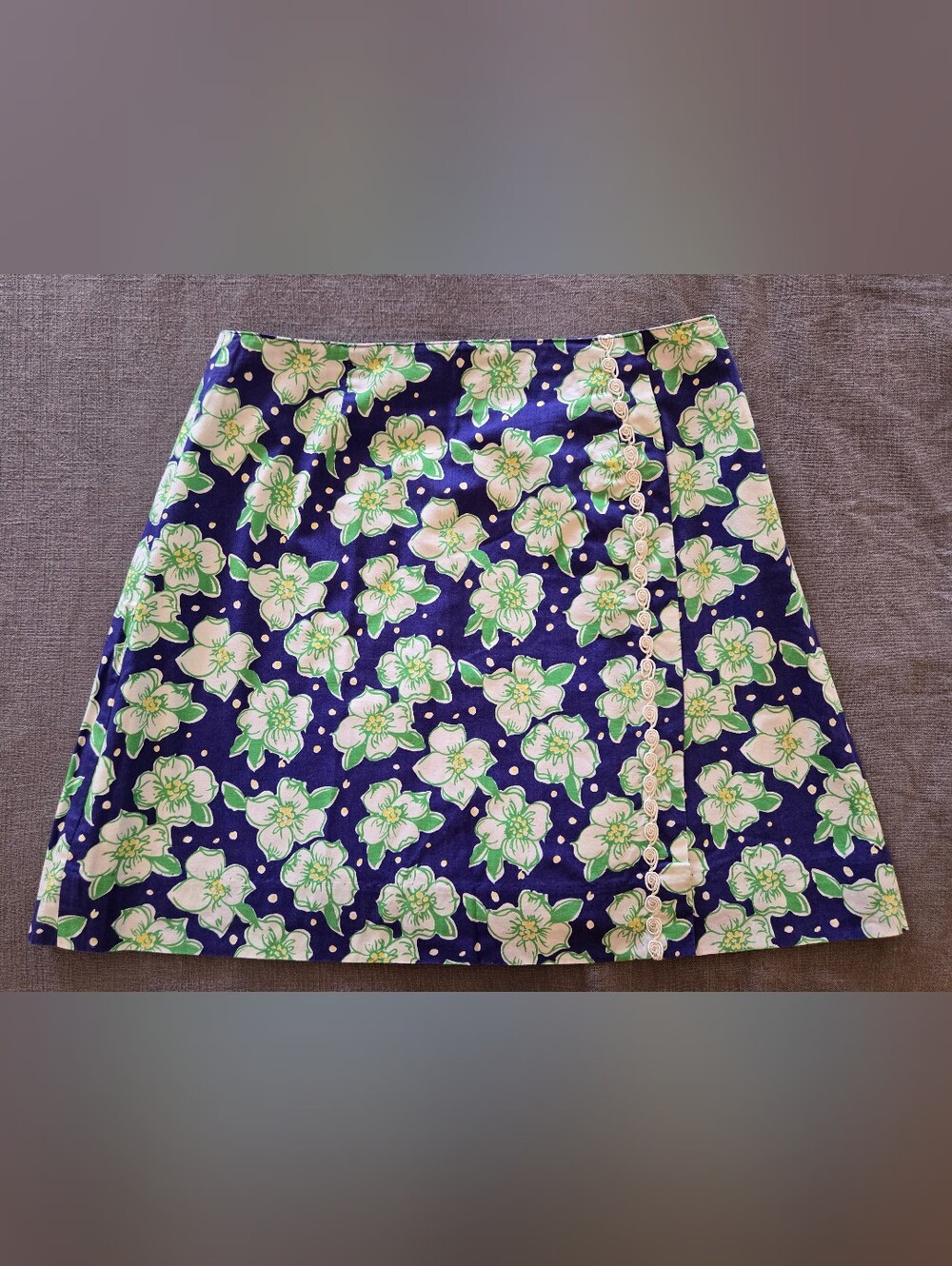 Lilly Pulitzer Floral A-Line Mini Skirt in Navy and Green Size 4